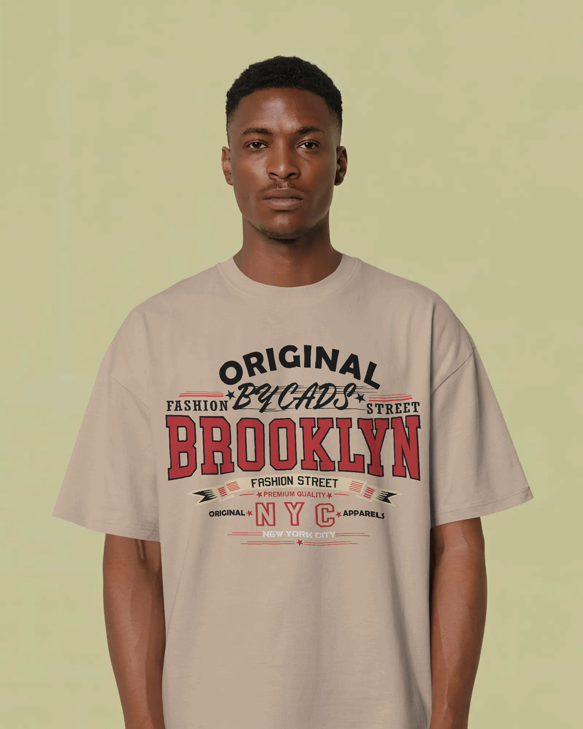 BYCADS Original Brooklyn Oversized Cotton Blend T-Shirt | Relaxed Fit Drop Shoulder Streetwear Tee