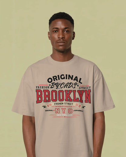 BYCADS Original Brooklyn Oversized Cotton Blend T-Shirt | Relaxed Fit Drop Shoulder Streetwear Tee