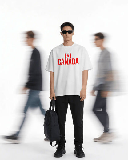 BYCADS Canada Flag Oversized T-Shirt – Travel Graphic Printed Cotton Blend tshirt