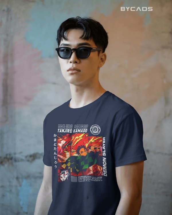 Tanjiro Kamado Sun Breathing Graphic Regular-Fit Cotton Blend T-Shirt | Anime Streetwear