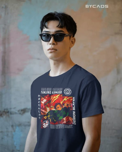 Tanjiro Kamado Sun Breathing Graphic Regular-Fit Cotton Blend T-Shirt | Anime Streetwear