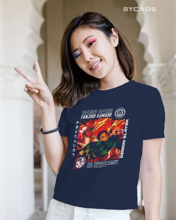 Tanjiro Kamado Sun Breathing Graphic Regular-Fit Cotton Blend T-Shirt | Anime Streetwear