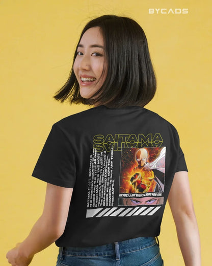 Saitama "Hero For Fun" Graphic Regular-Fit Cotton Blend T-Shirt | Anime Streetwear