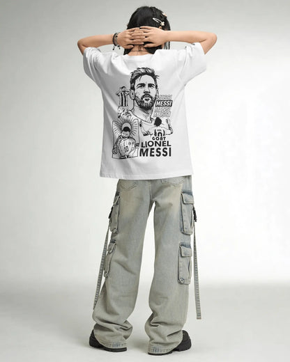 BYCADS Lionel Messi Legend  Graphic Oversized Drop Shoulder Cotton Blend T-Shirt