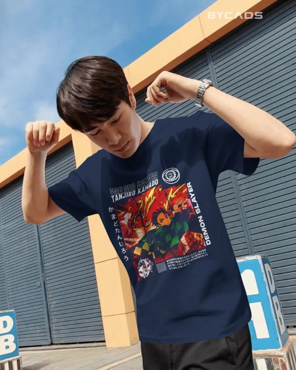 Tanjiro Kamado Sun Breathing Graphic Regular-Fit Cotton Blend T-Shirt | Anime Streetwear