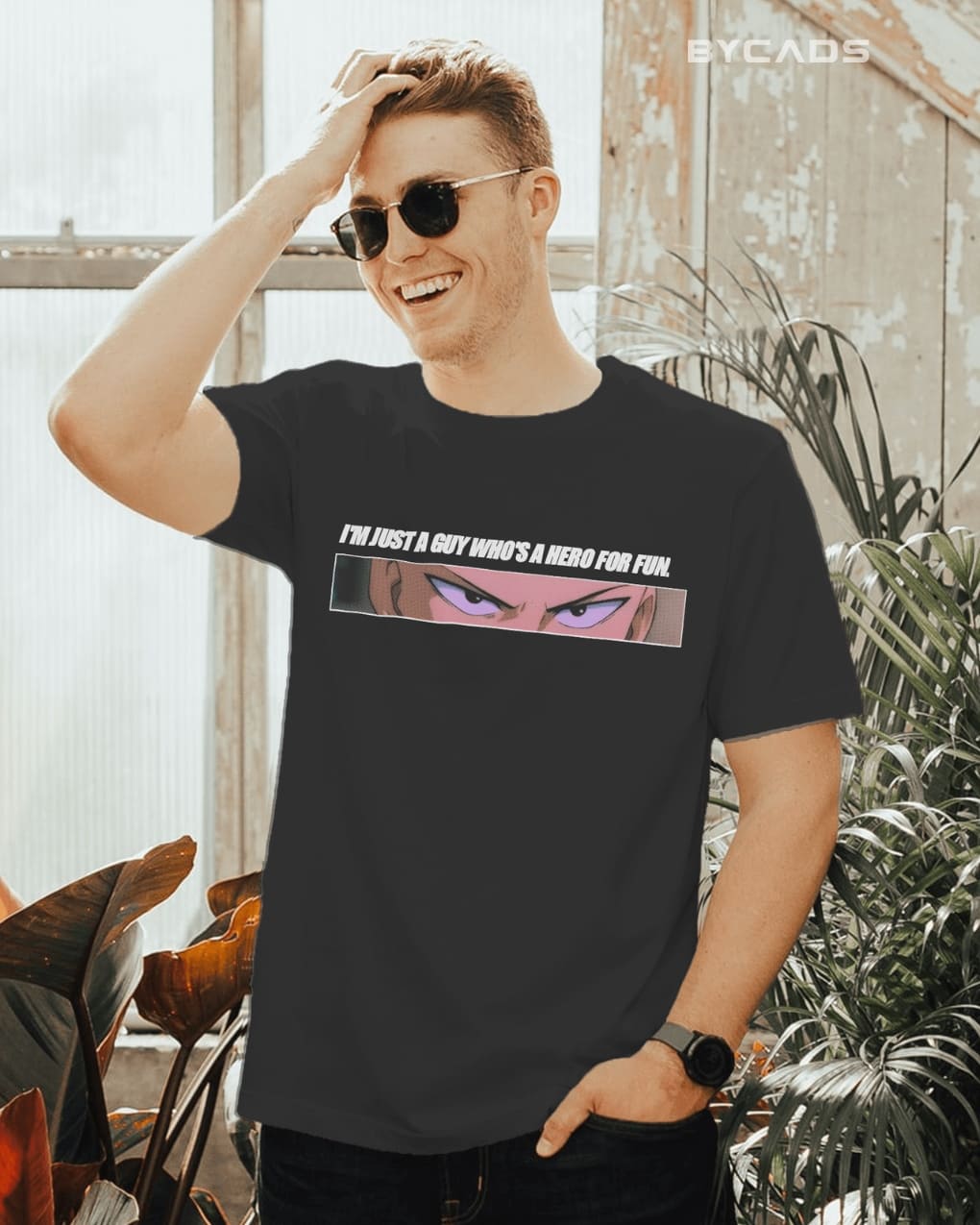 Saitama "Hero For Fun" Graphic Regular-Fit Cotton Blend T-Shirt | Anime Streetwear