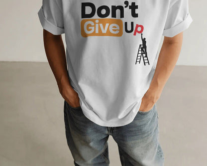 Bycads Don’t Give Up Motivational Oversized Cotton Blend T-Shirt