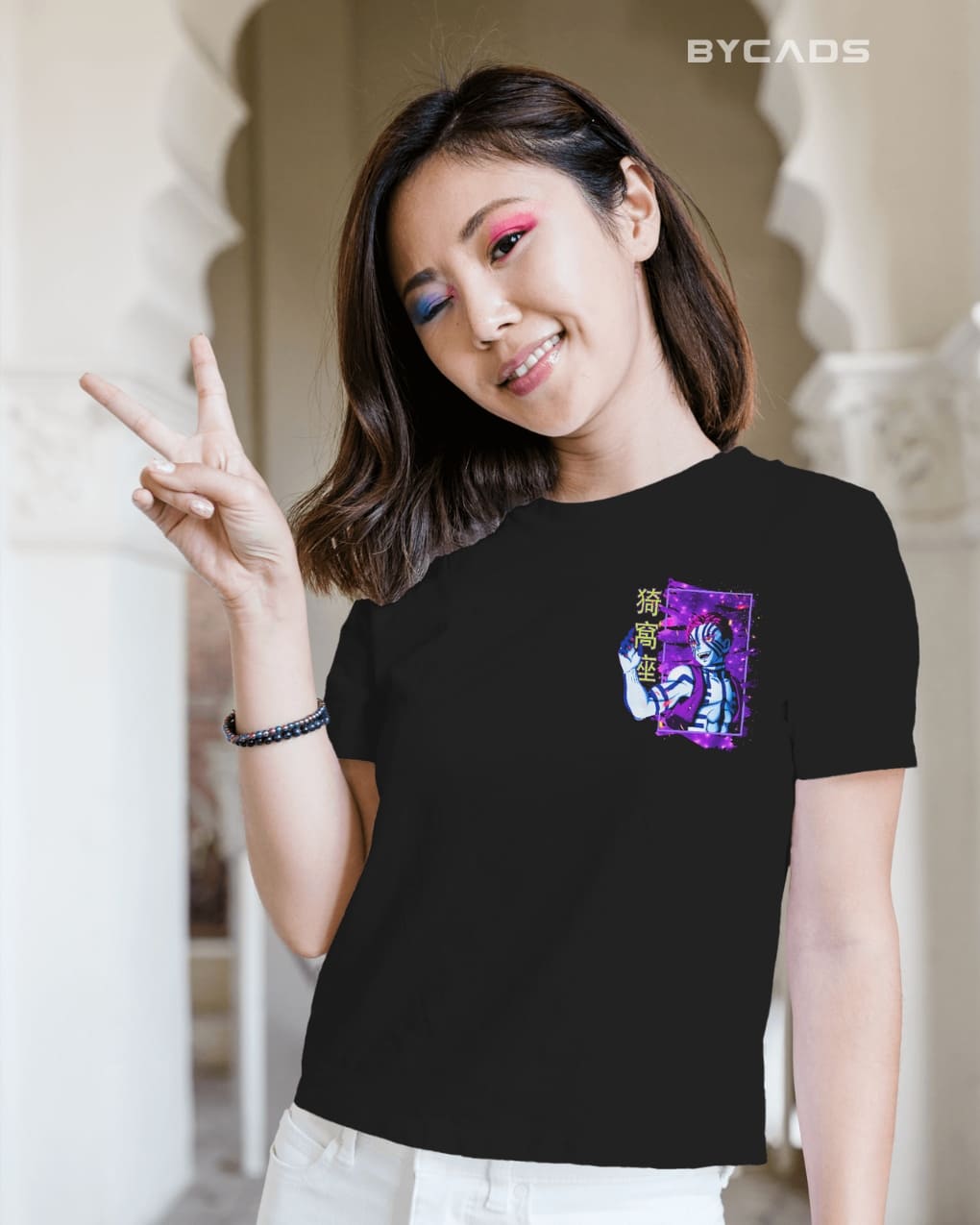 BYCADS "Upper Rank Three" Akaza Anime Graphic Regular Fit Cotton Blend T-Shirt
