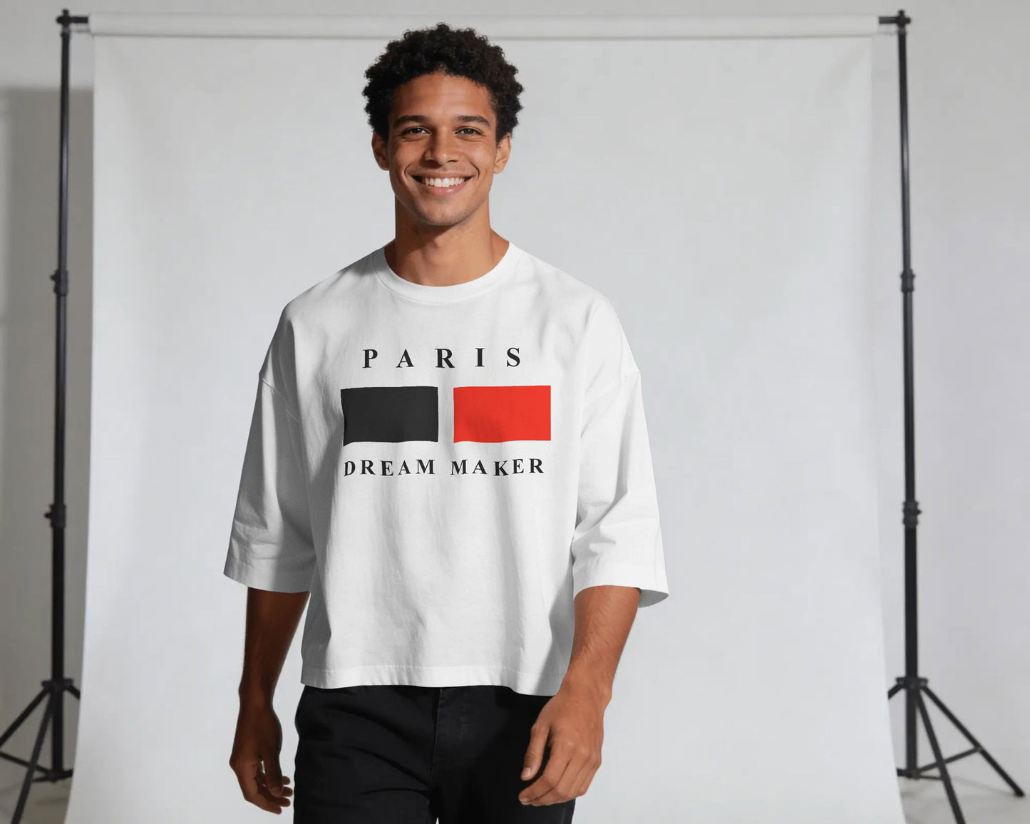 BYCADS Minimal Paris Printed Street Style Oversized Cotton Blend T-shirt