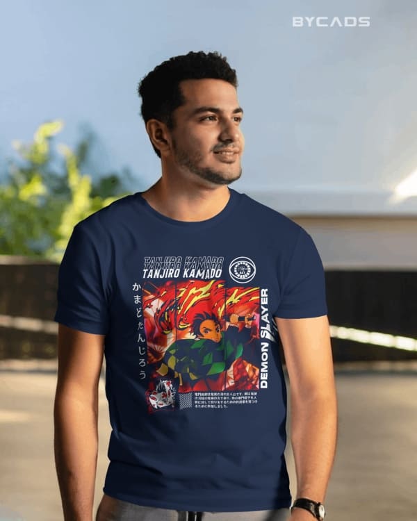 Tanjiro Kamado Sun Breathing Graphic Regular-Fit Cotton Blend T-Shirt | Anime Streetwear