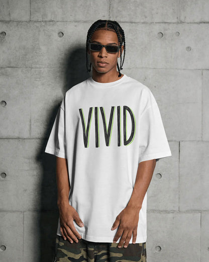 VIVID Minimal Neon Outline Oversized T-Shirt Cotton bland - BYCADS