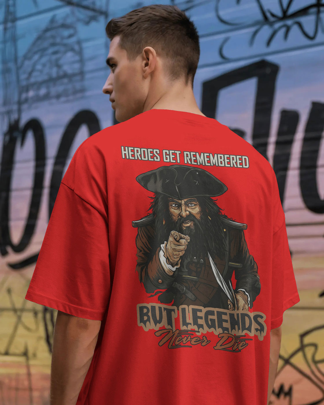 Legends Never Die Oversized Pirate T-Shirt – Bycads Street Legacy Drop