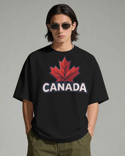 BYCADS Canada Maple Leaf Oversized Cotton Blend T-Shirt | Premium Streetwear Graphic T-Shirt