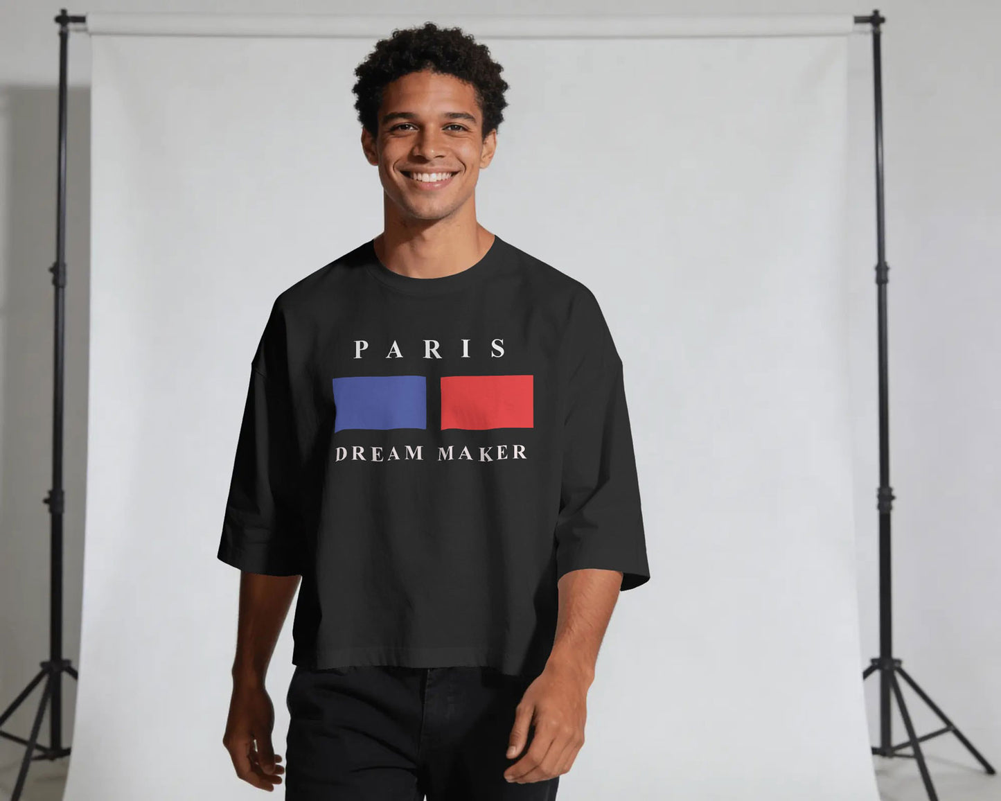 BYCADS Minimal Paris Printed Street Style Oversized Cotton Blend T-shirt