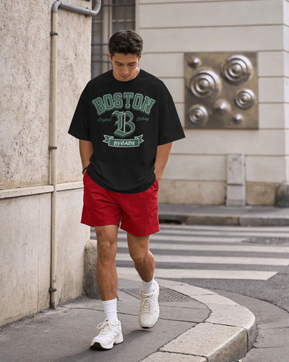 BYCADS Boston Graphic Oversized T-Shirt – Streetwear Cotton Blend t shirt