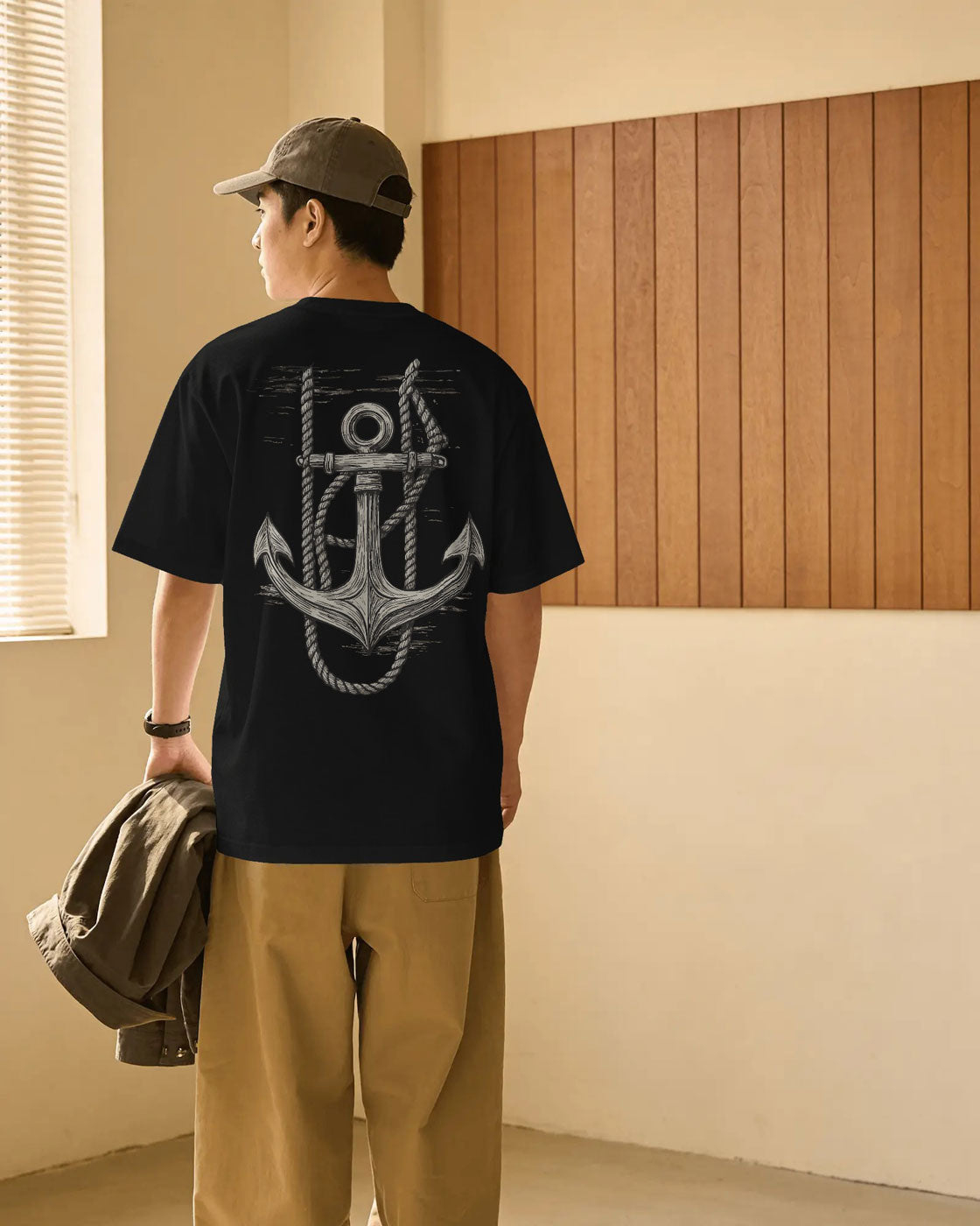 “Anchored Soul” Nautical Graphic Oversized t-shirt by Bycads