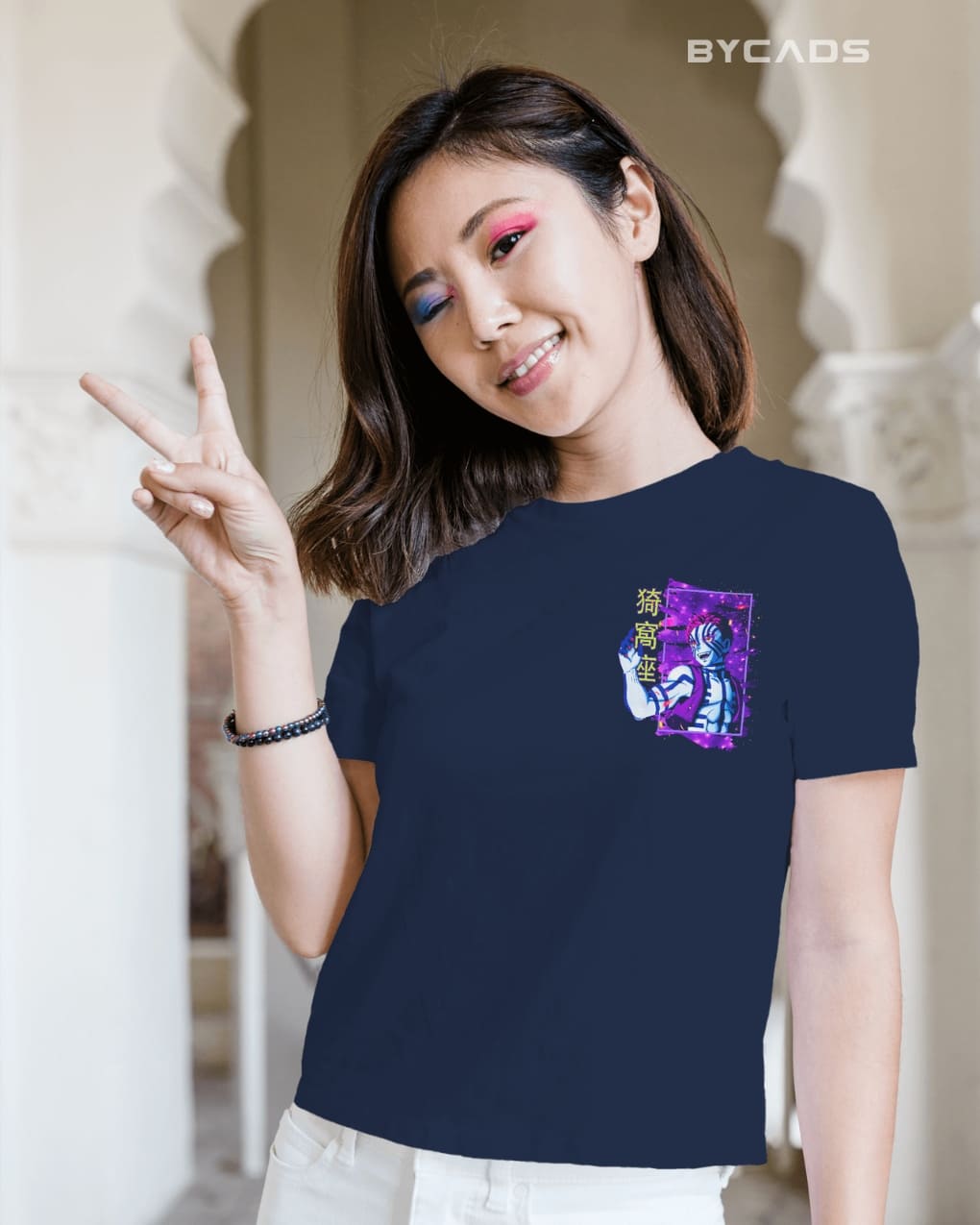 BYCADS "Upper Rank Three" Akaza Anime Graphic Regular Fit Cotton Blend T-Shirt