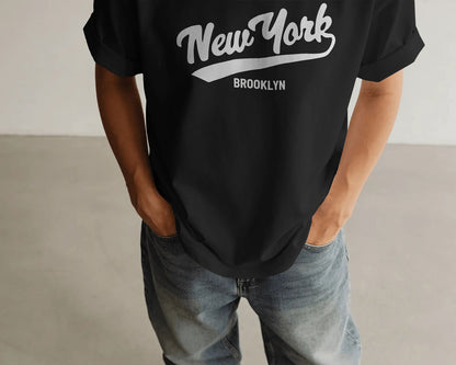 BYCADS New York Oversized Cotton Blend T-Shirt | Drop Shoulder Relaxed Fit Streetwear T-shirt