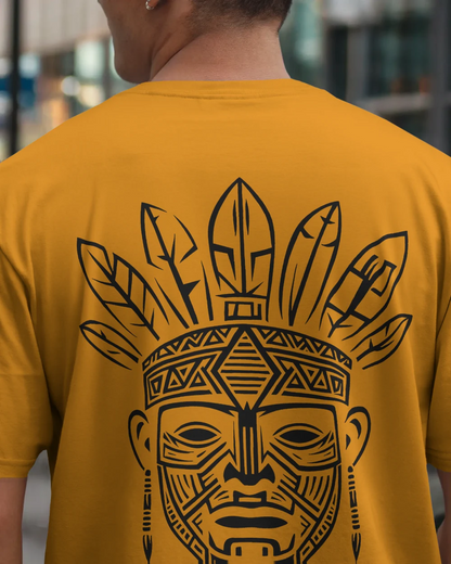 Tribal Warrior Spirit Oversized T-Shirt – Bold Ethnic Power by Bycads