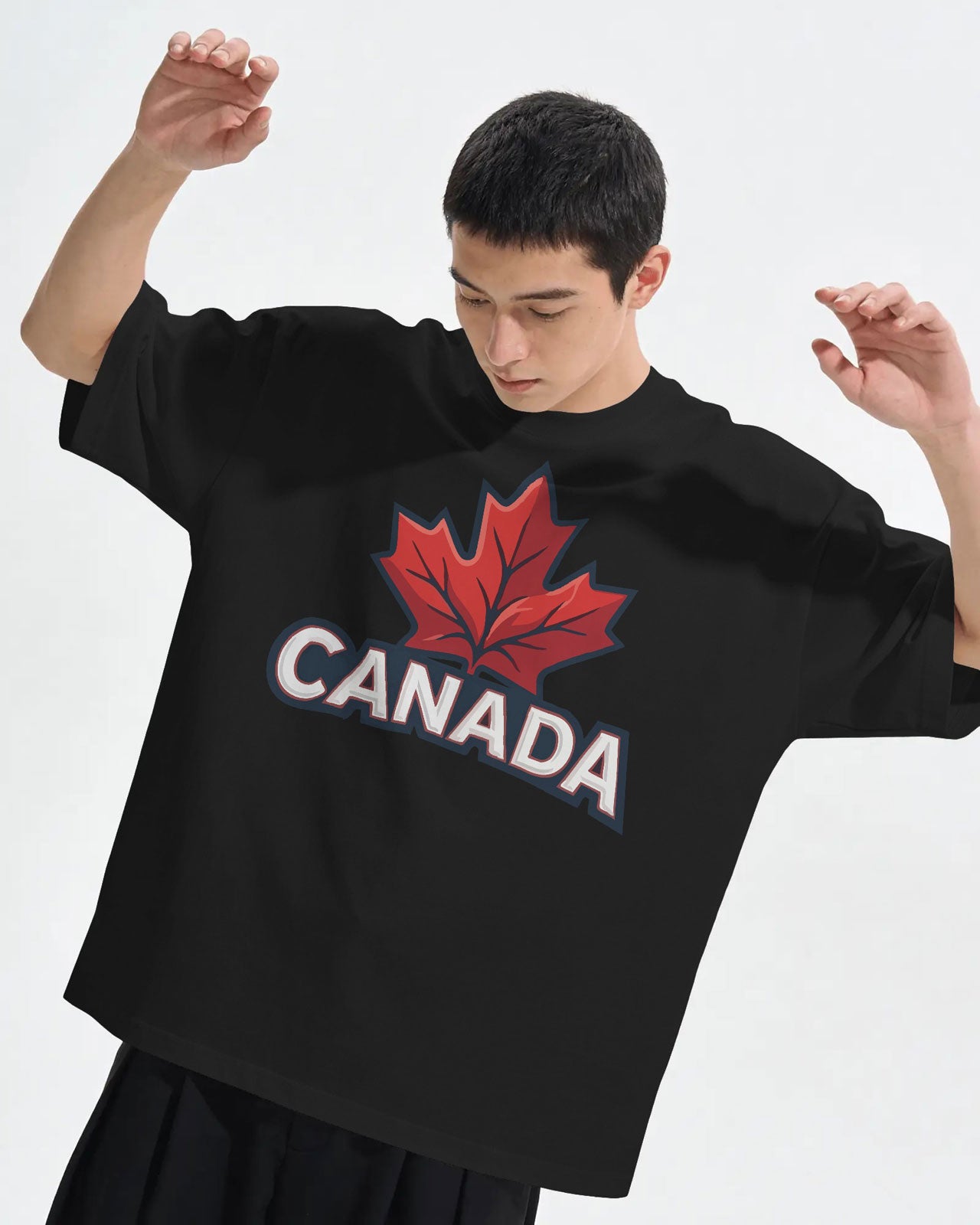 BYCADS Canada Maple Leaf Oversized Cotton Blend T-Shirt | Premium Streetwear Graphic T-Shirt