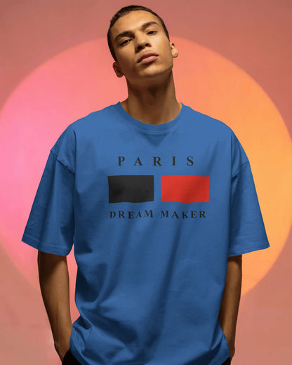 BYCADS Minimal Paris Printed Street Style Oversized Cotton Blend T-shirt