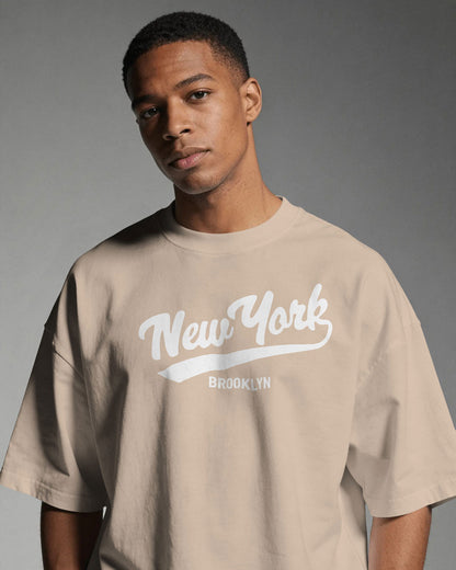 BYCADS New York Oversized Cotton Blend T-Shirt | Drop Shoulder Relaxed Fit Streetwear T-shirt