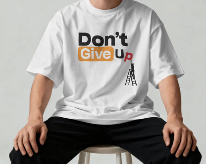 Bycads Don’t Give Up Motivational Oversized Cotton Blend T-Shirt