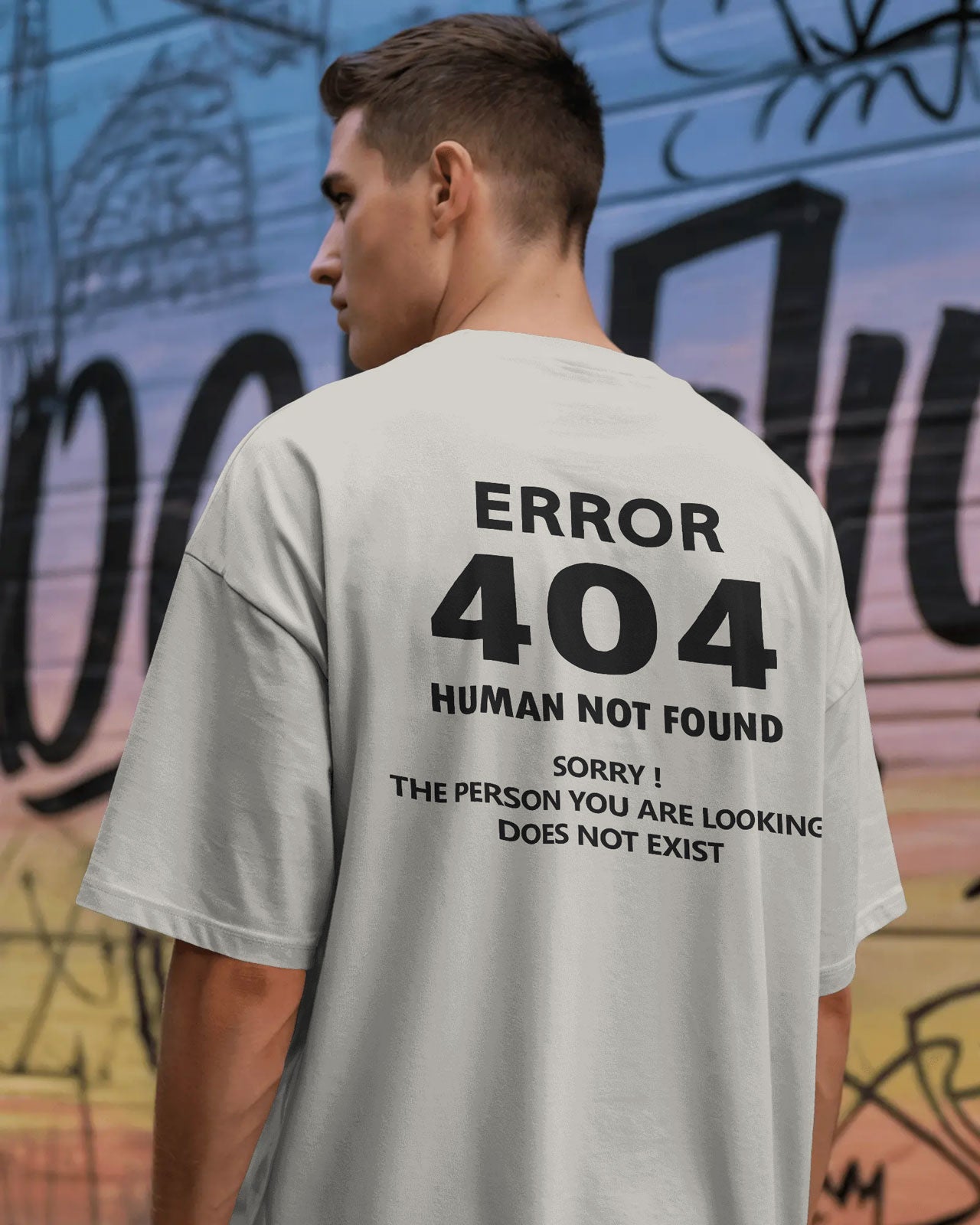 BYCADS "404 HUMAN NOT FOUND" Oversized Graphic Tee