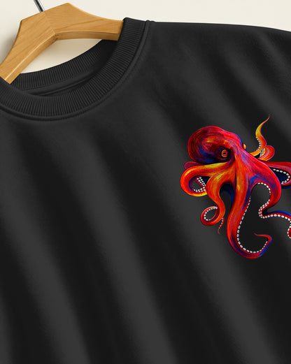 BYCADS Octopus Oversized Black T-Shirt | 100% Cotton 240 GSM Unisex Graphic Streetwear Tee