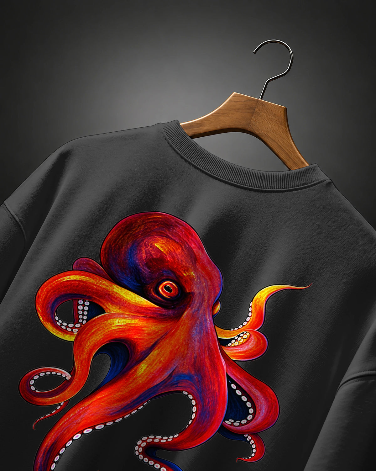 BYCADS Octopus Oversized Black T-Shirt | 100% Cotton 240 GSM Unisex Graphic Streetwear Tee