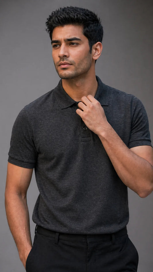 BYCADS Essential Grey Polo T-Shirt – Premium Cotton Casual Wear