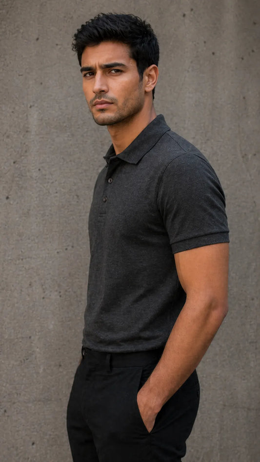 BYCADS Essential Grey Polo T-Shirt – Premium Cotton Casual Wear