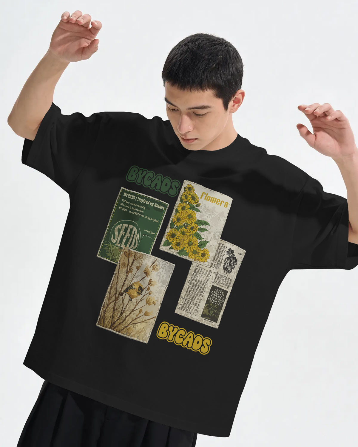 BYCADS Nature Inspired Graphic Oversized T-Shirt – 240 GSM 100% Cotton