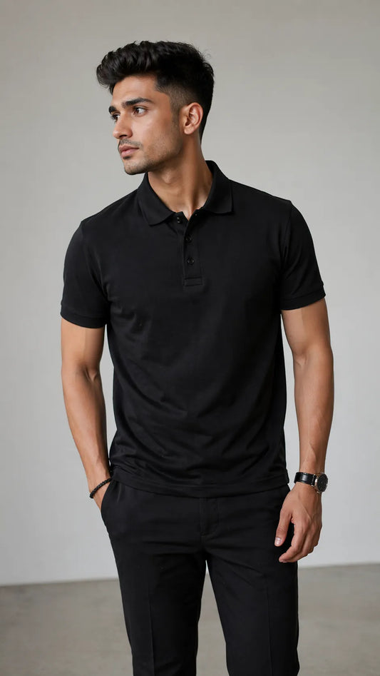 BYCADS Classic Navy Blue Polo T-Shirt – Smart Casual Cotton Essential