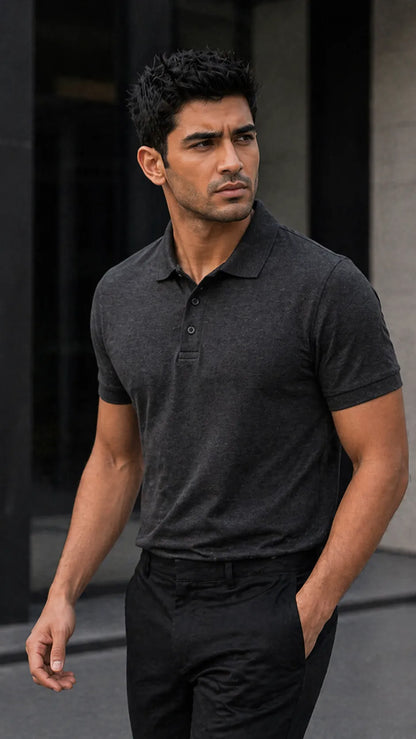 BYCADS Essential Grey Polo T-Shirt – Premium Cotton Casual Wear