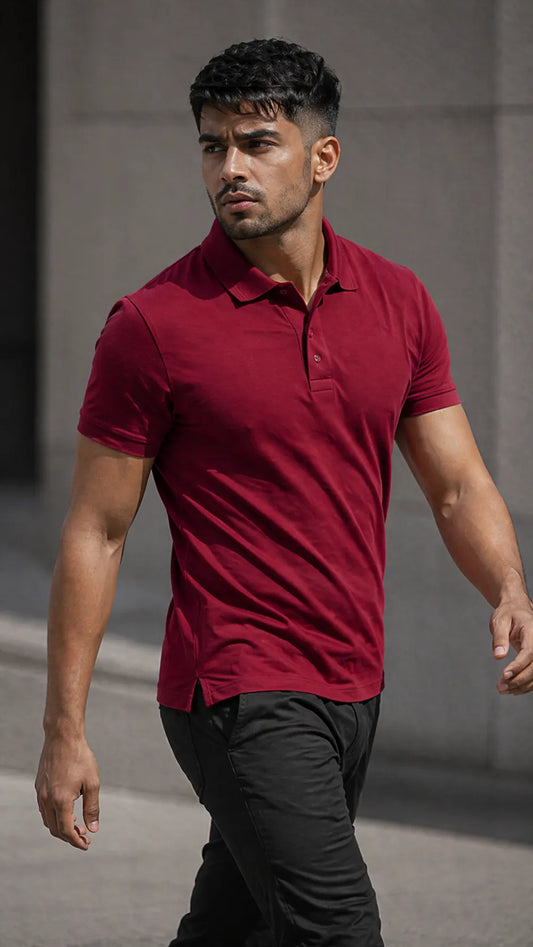 BYCADS Bold Red Polo T-Shirt – Premium Cotton Everyday Essential