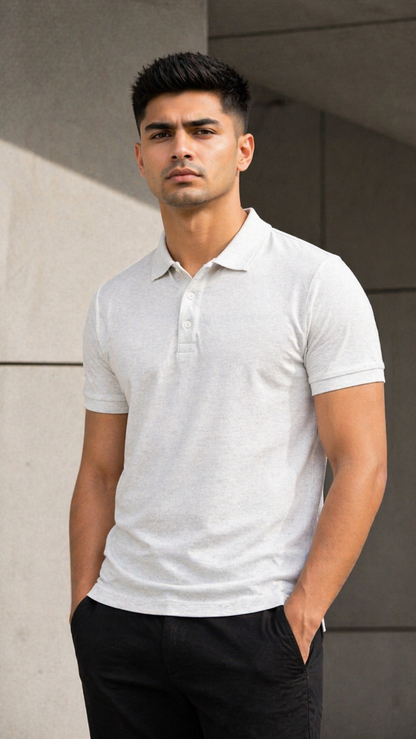BYCADS Clean White Polo T-Shirt – Classic Cotton Minimal Essential
