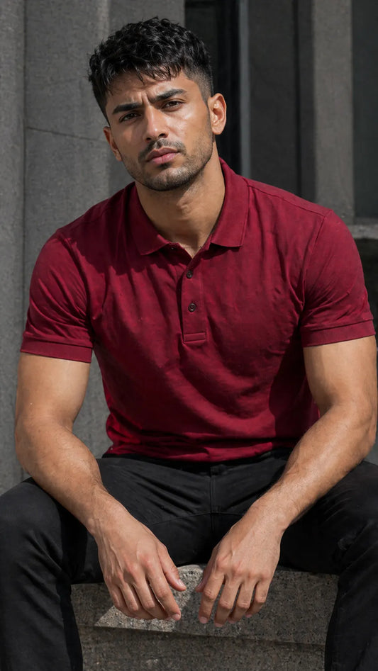 BYCADS Bold Red Polo T-Shirt – Premium Cotton Everyday Essential