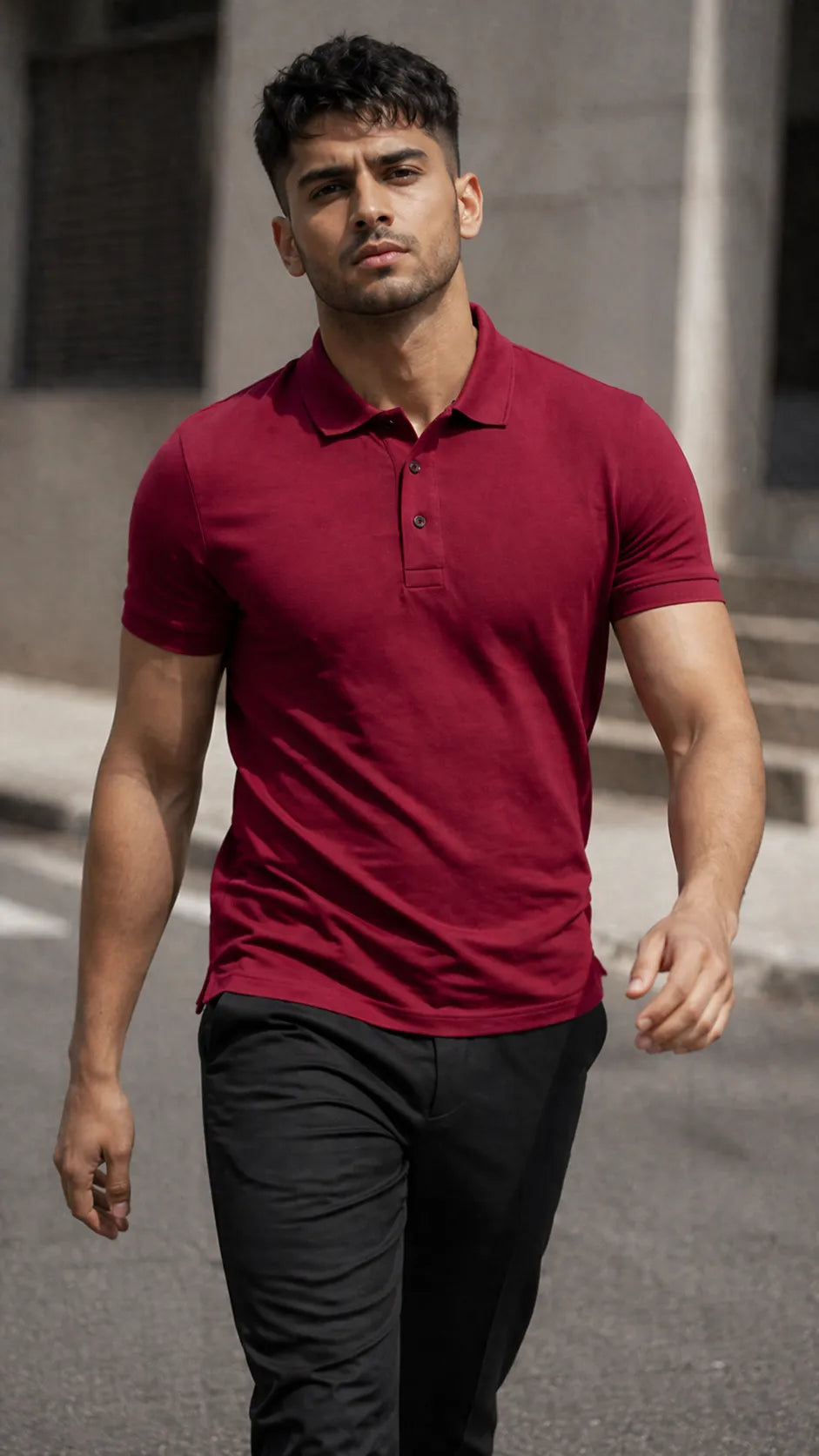BYCADS Bold Red Polo T-Shirt – Premium Cotton Everyday Essential