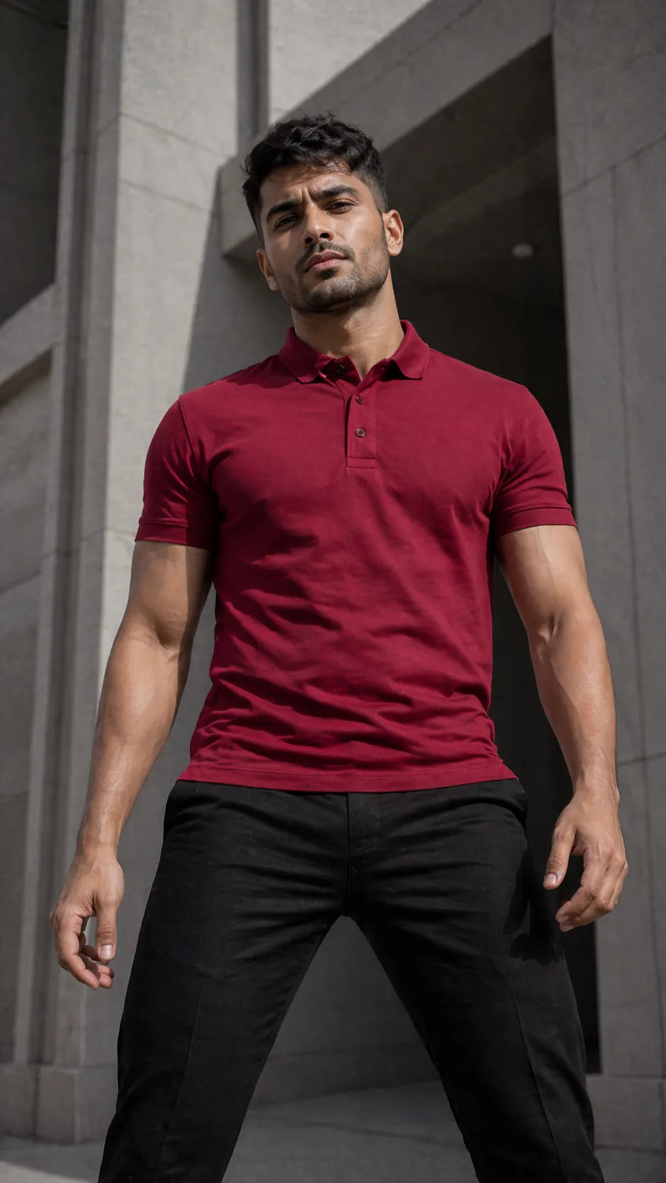 BYCADS Bold Red Polo T-Shirt – Premium Cotton Everyday Essential
