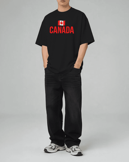 BYCADS Canada Flag Oversized T-Shirt – Travel Graphic Printed Cotton Blend tshirt