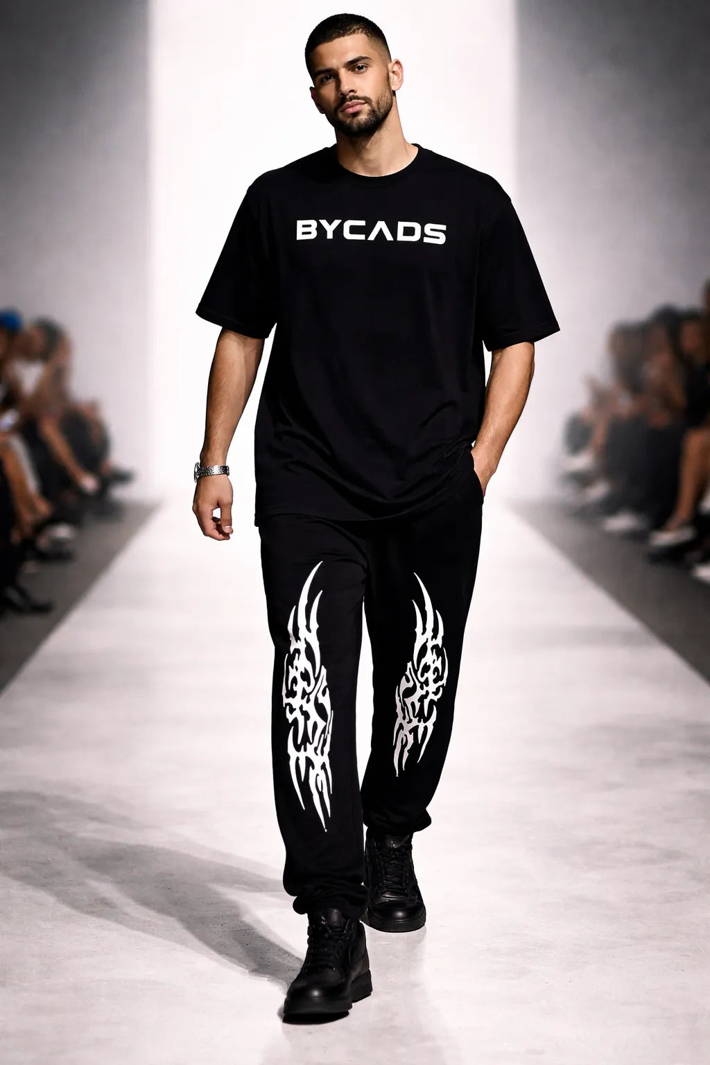 BYCADS Tribal Inferno Graphic Black Joggers – Bold Streetwear Lower Pants