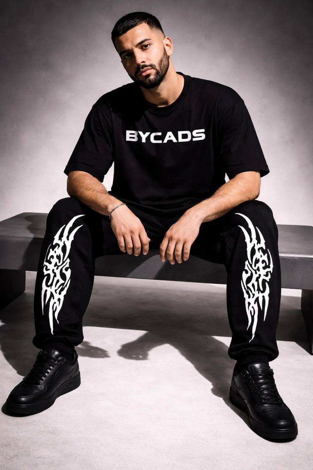 BYCADS Tribal Inferno Graphic Black Joggers – Bold Streetwear Lower Pants