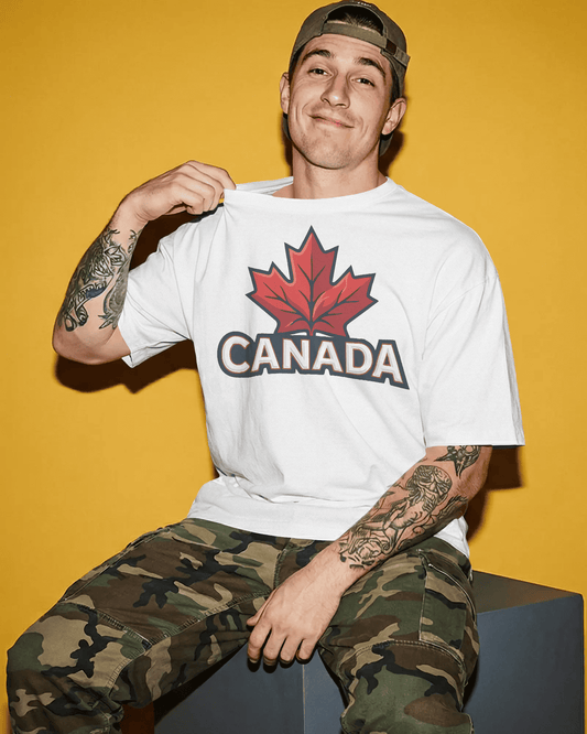 BYCADS Canada Maple Leaf Oversized Cotton Blend T-Shirt | Premium Streetwear Graphic T-Shirt