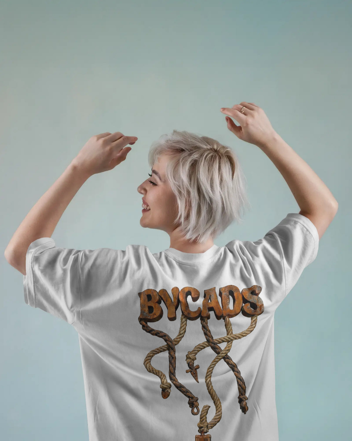 BYCADS Unisex Oversized Graphic T-Shirt – 100% Cotton Drop Shoulder Relaxed Fit Streetwear T-shirt