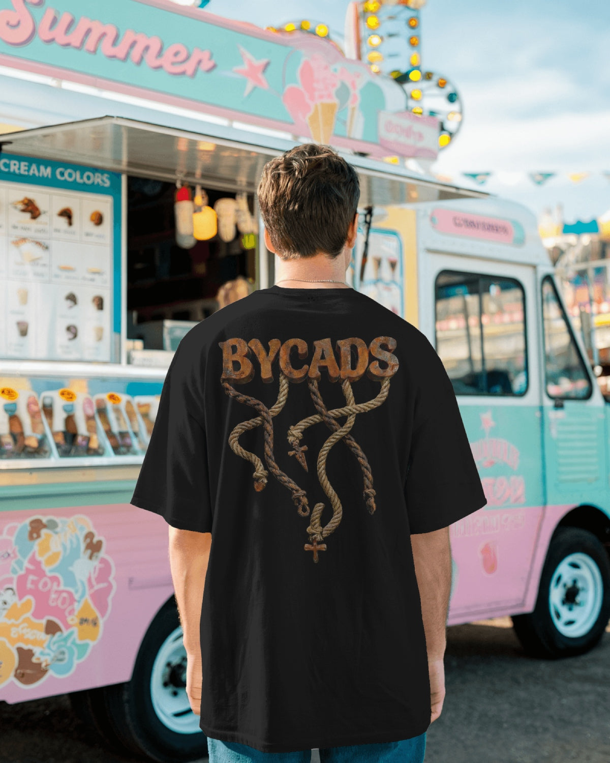 BYCADS Unisex Oversized Graphic T-Shirt – 100% Cotton Drop Shoulder Relaxed Fit Streetwear T-shirt