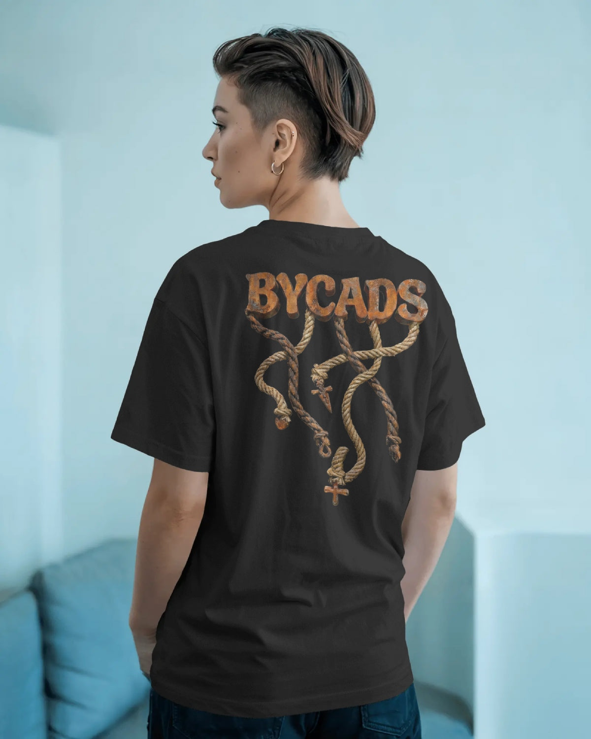 BYCADS Unisex Oversized Graphic T-Shirt – 100% Cotton Drop Shoulder Relaxed Fit Streetwear T-shirt