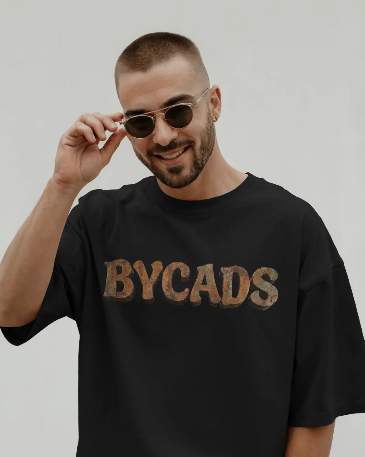 BYCADS Unisex Oversized Graphic T-Shirt – 100% Cotton Drop Shoulder Relaxed Fit Streetwear T-shirt