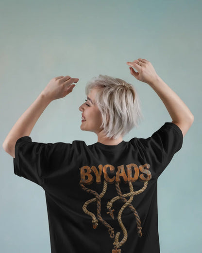 BYCADS Unisex Oversized Graphic T-Shirt – 100% Cotton Drop Shoulder Relaxed Fit Streetwear T-shirt