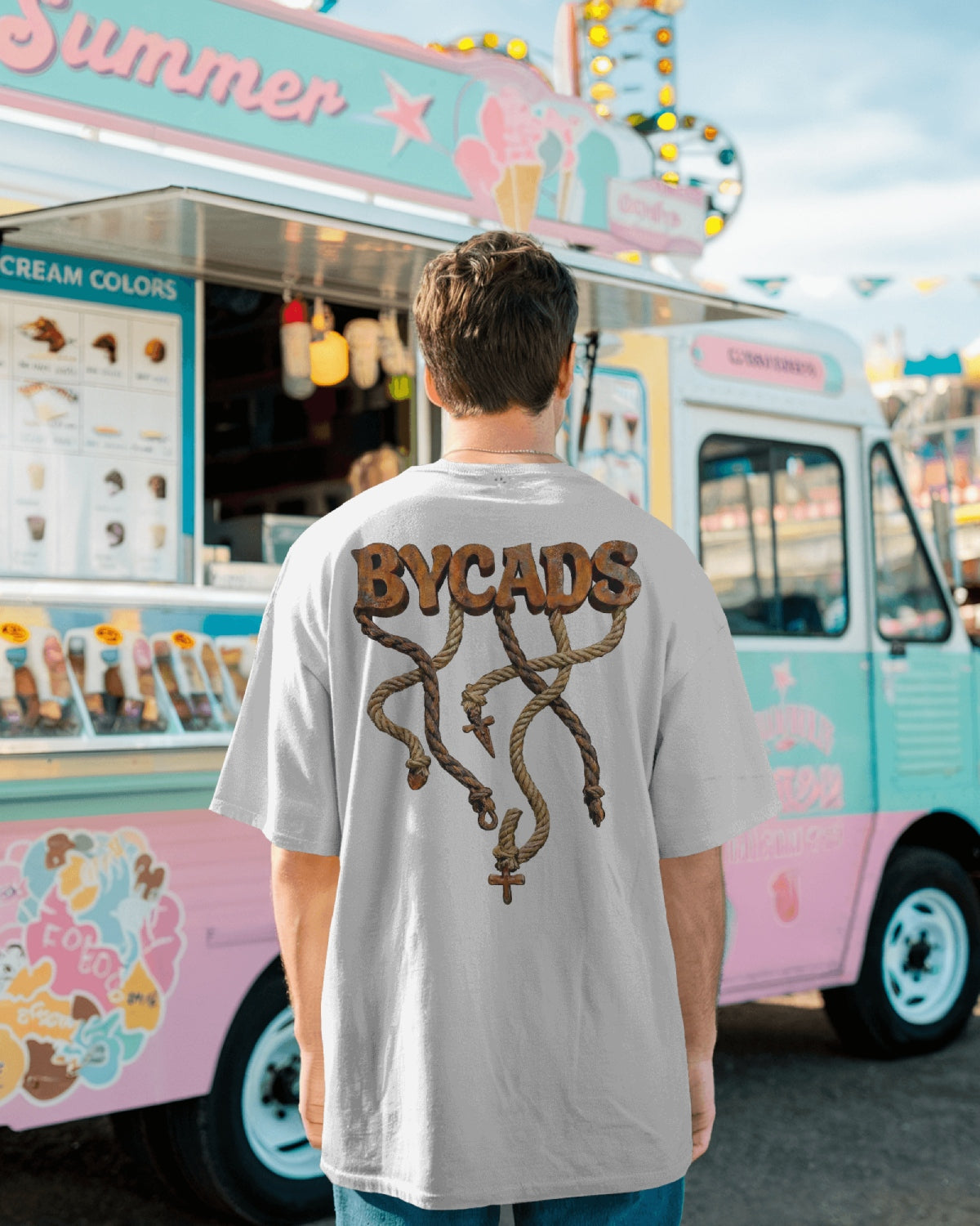 BYCADS Unisex Oversized Graphic T-Shirt – 100% Cotton Drop Shoulder Relaxed Fit Streetwear T-shirt